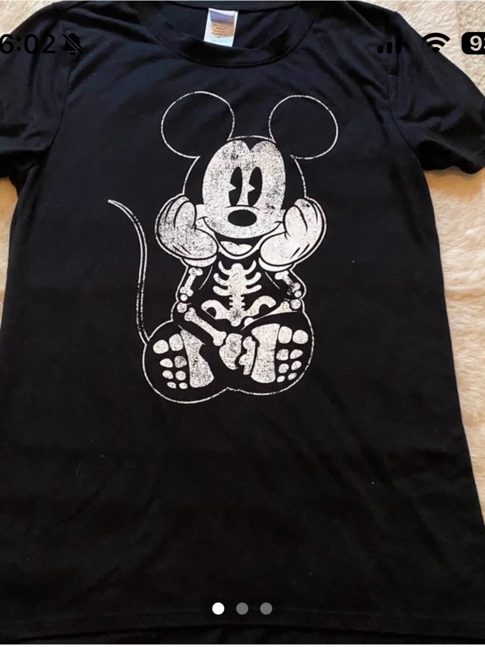 Disney Black Tee with White Skeleton Mouse Graphic